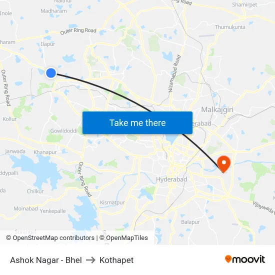Ashok Nagar - Bhel to Kothapet map