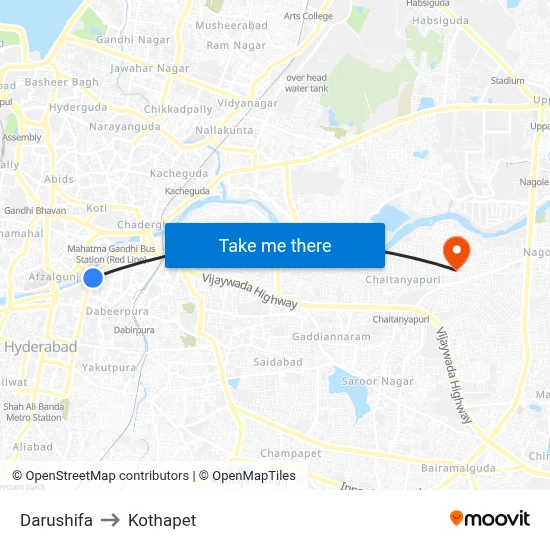 Darushifa to Kothapet map