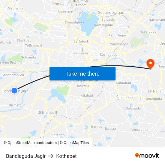 Bandlaguda Jagir to Kothapet map
