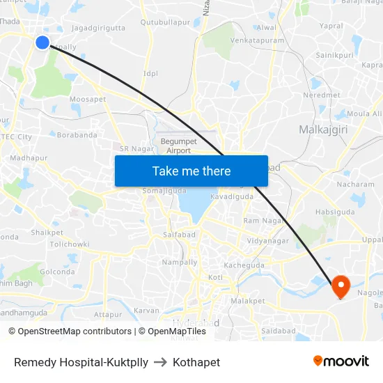 Remedy Hospital-Kuktplly to Kothapet map