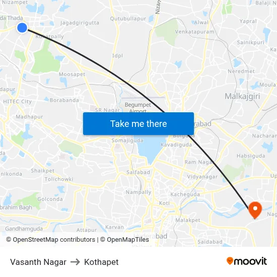 Vasanth Nagar to Kothapet map