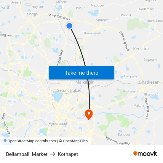 Bellampalli Market to Kothapet map
