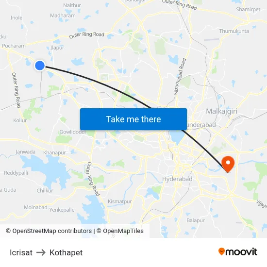 Icrisat to Kothapet map