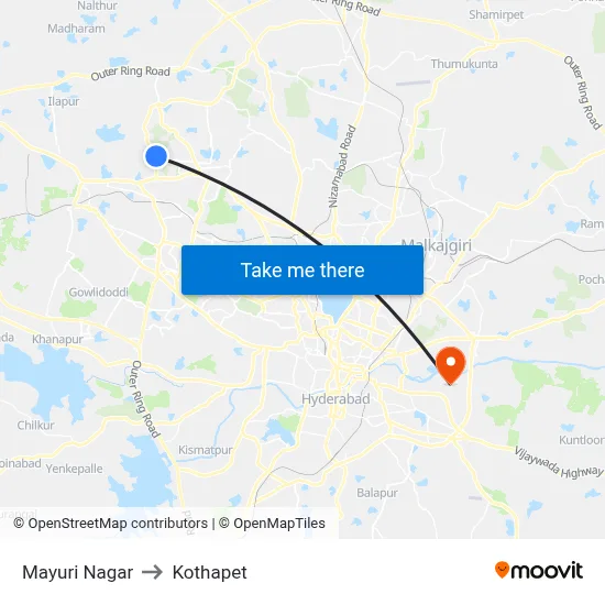 Mayuri Nagar to Kothapet map
