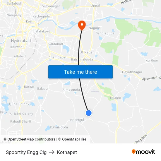 Spoorthy Engg Clg to Kothapet map