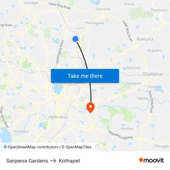 Sanjeeva Gardens to Kothapet map