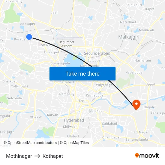 Mothinagar to Kothapet map