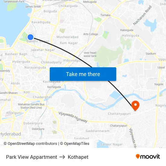 Park View Appartment to Kothapet map