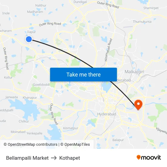 Bellampalli Market to Kothapet map