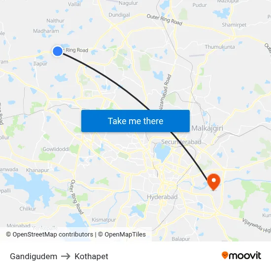 Gandigudem to Kothapet map