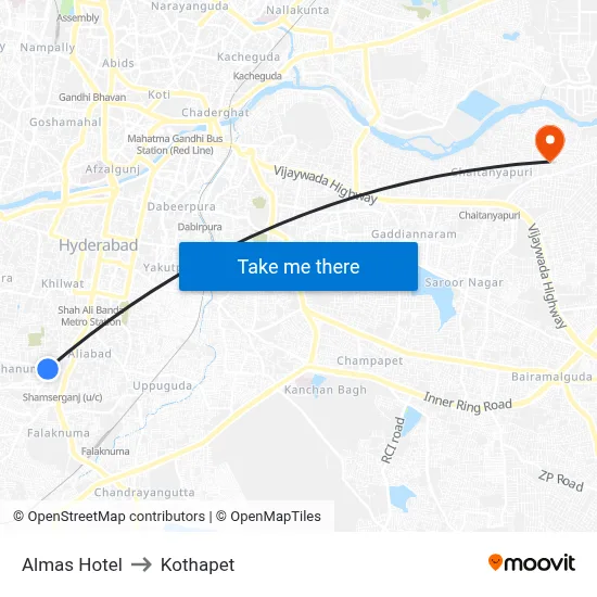 Almas Hotel to Kothapet map