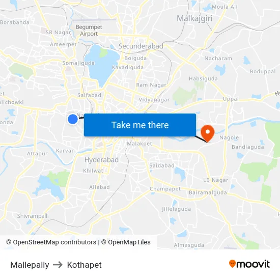 Mallepally to Kothapet map