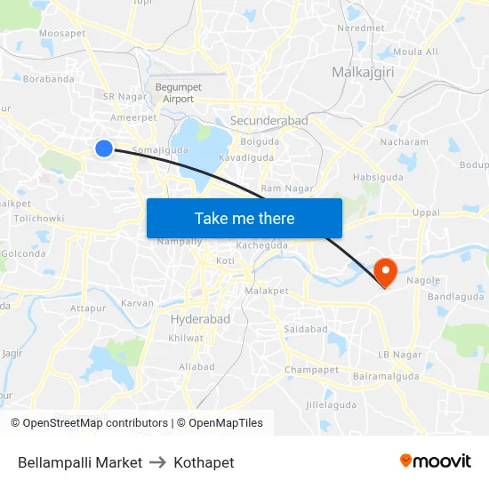 Bellampalli Market to Kothapet map