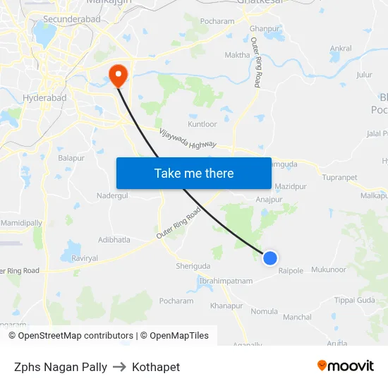 Zphs Nagan Pally to Kothapet map