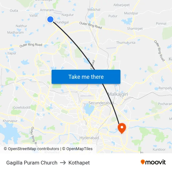 Gagilla Puram Church to Kothapet map