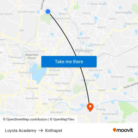 Loyola Academy to Kothapet map