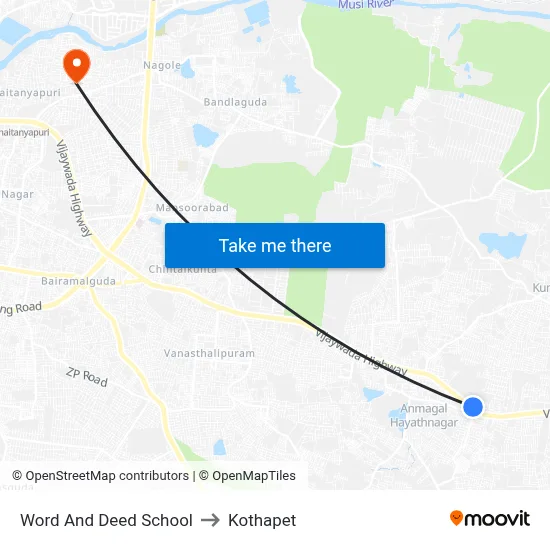 Word And Deed School to Kothapet map
