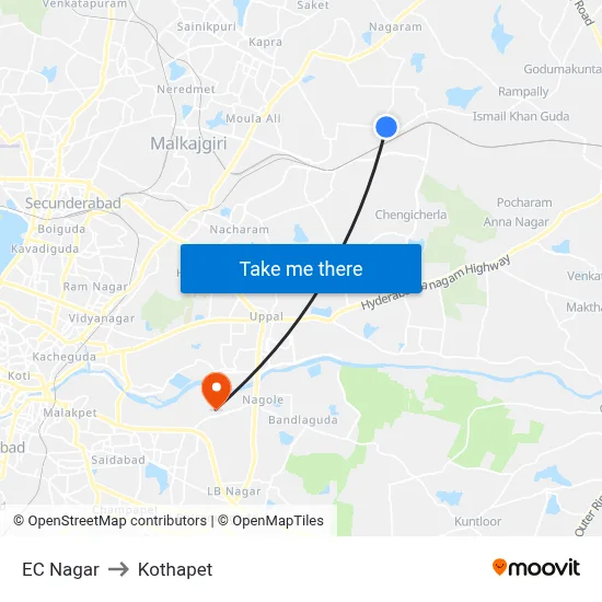 EC Nagar to Kothapet map