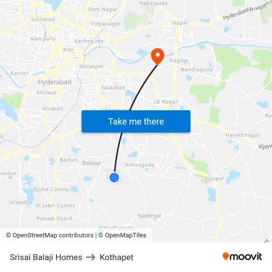 Srisai Balaji Homes to Kothapet map
