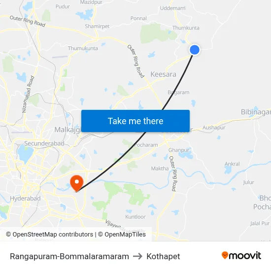 Rangapuram-Bommalaramaram to Kothapet map