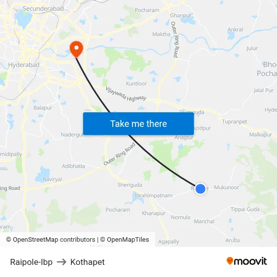 Raipole-Ibp to Kothapet map