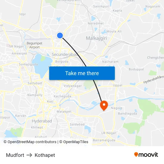 Mudfort to Kothapet map