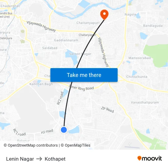 Lenin Nagar to Kothapet map