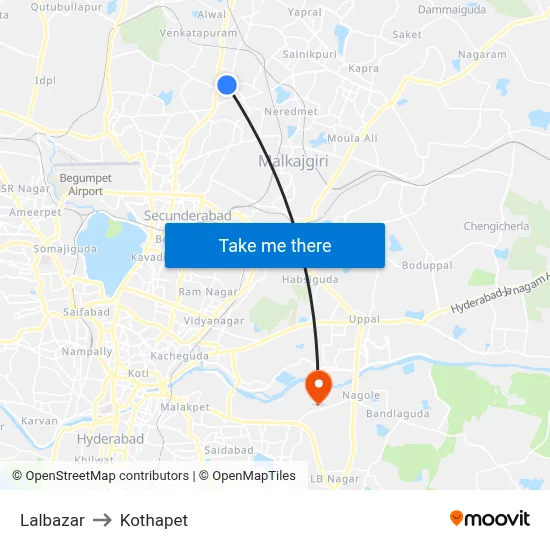 Lalbazar to Kothapet map