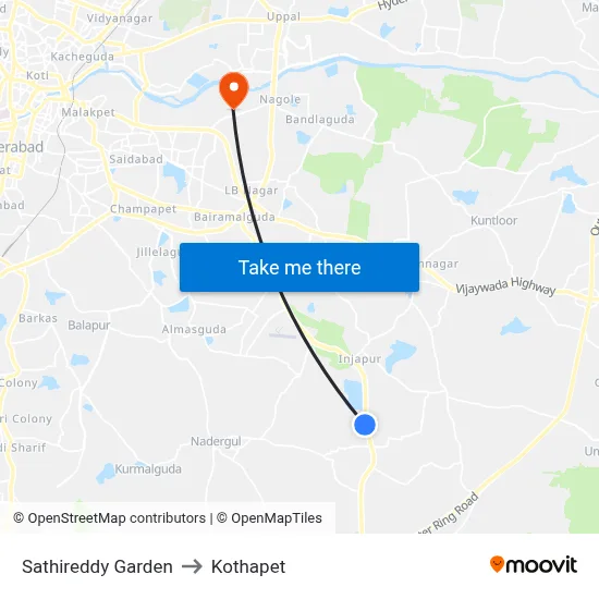 Sathireddy Garden to Kothapet map