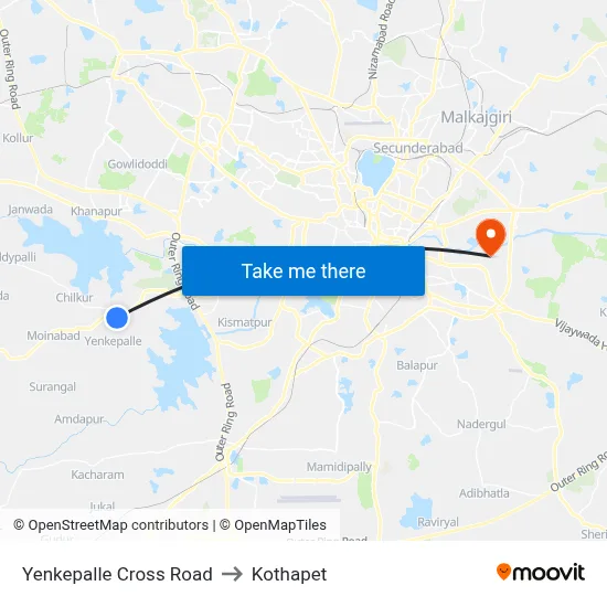 Yenkepalle Cross Road to Kothapet map