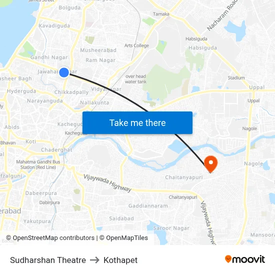 Sudharshan Theatre to Kothapet map
