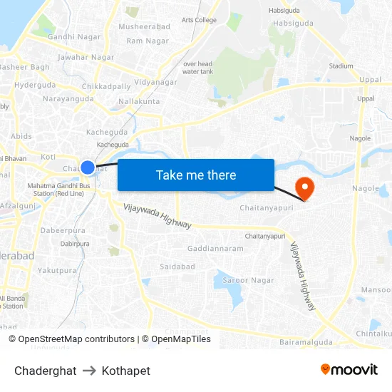 Chaderghat to Kothapet map
