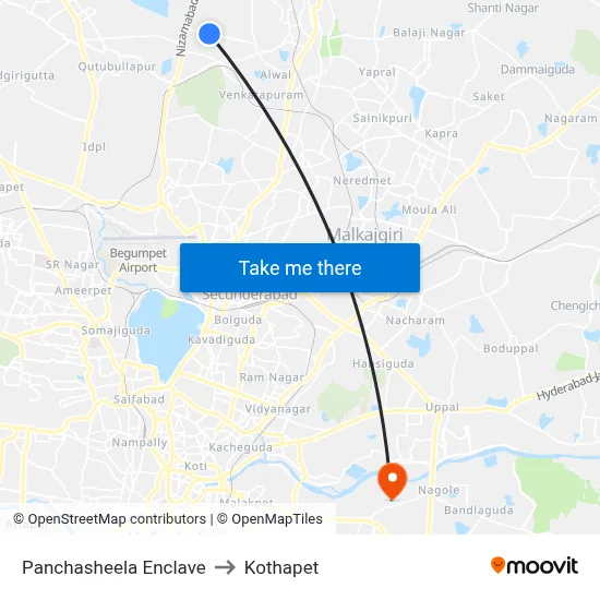 Panchasheela Enclave to Kothapet map