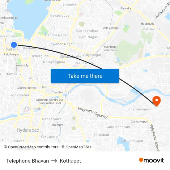 Telephone Bhavan to Kothapet map