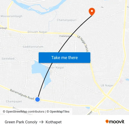 Green Park Conoly to Kothapet map