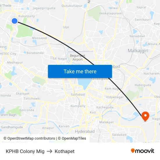 KPHB Colony Mig to Kothapet map