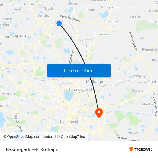 Basuregadi to Kothapet map