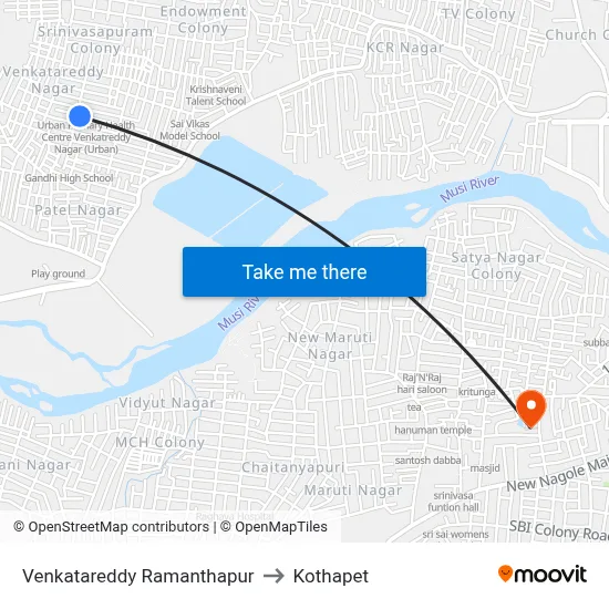 Venkatareddy Ramanthapur to Kothapet map