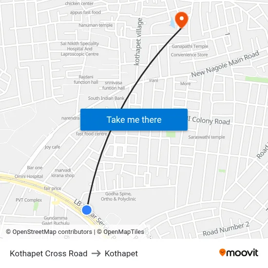 Kothapet Cross Road to Kothapet map