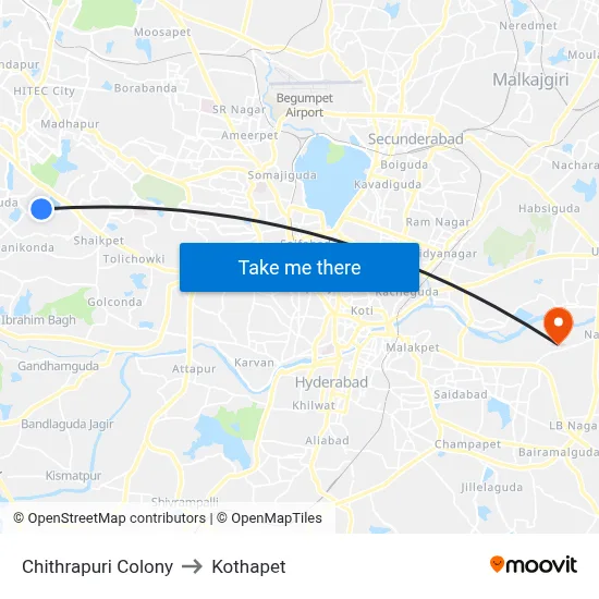 Chithrapuri Colony to Kothapet map