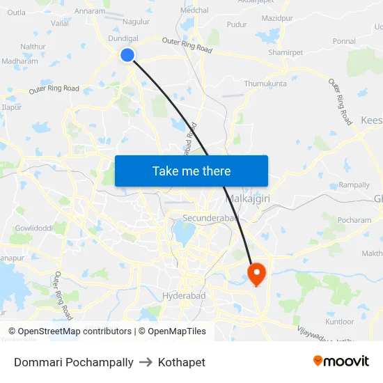 Dommari Pochampally to Kothapet map