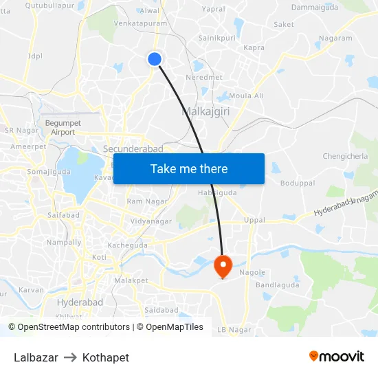 Lalbazar to Kothapet map