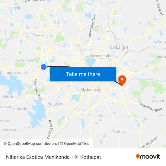 Niharika Exotica-Manikonda to Kothapet map