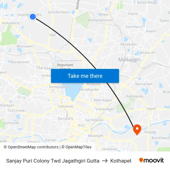 Sanjay Puri Colony Twd Jagathgiri Gutta to Kothapet map