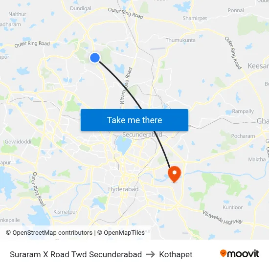 Suraram X Road Twd Secunderabad to Kothapet map