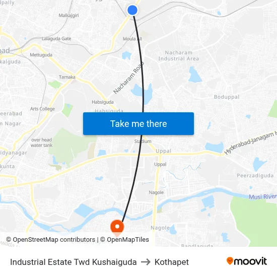 Industrial Estate Twd Kushaiguda to Kothapet map