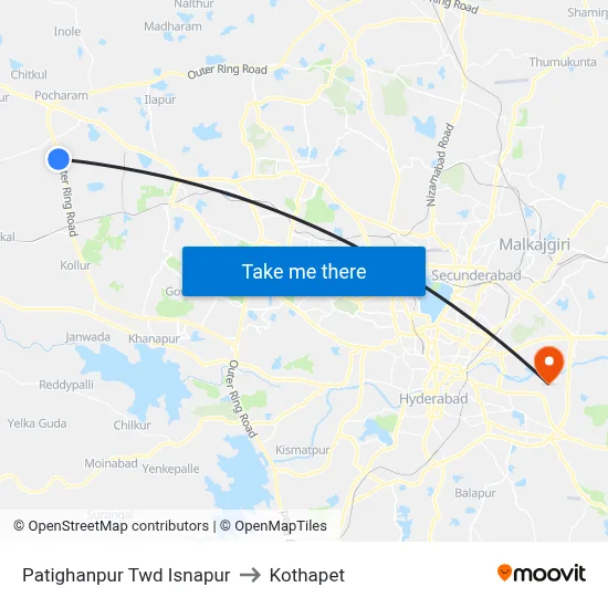 Patighanpur Twd Isnapur to Kothapet map
