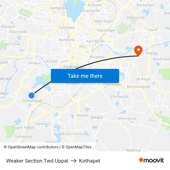 Weaker Section Twd Uppal to Kothapet map