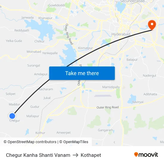 Chegur Kanha Shanti Vanam to Kothapet map