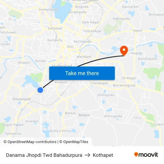Danama Jhopdi Twd Bahadurpura to Kothapet map